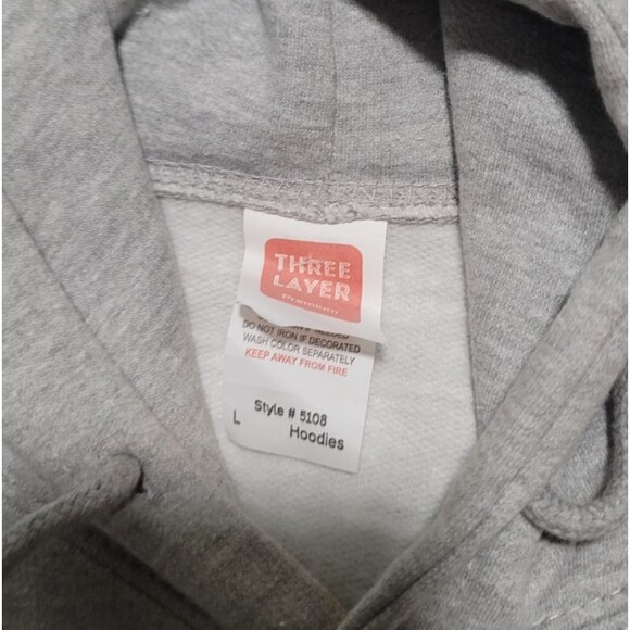 Grey Fleece Lined Hoodie Pacific Northwest Idaho Black Bear Graphic Men’s Large - Picture 4 of 5